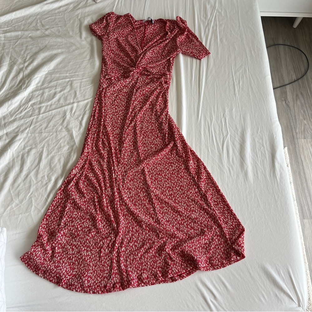 Mango Red and White Patterned Dress